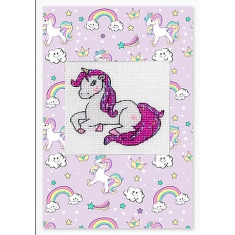 Keresztszemes képeslap szett 6x5,5 cm SP-80 Egyszarvú 