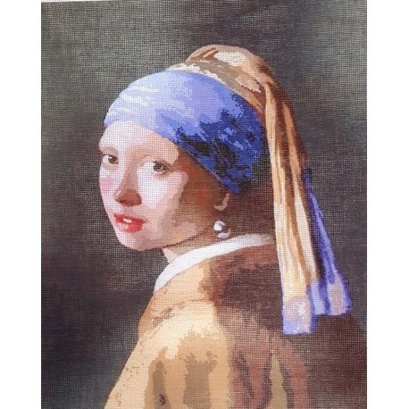 Gobelin 24x30 cm HF046 T Lány gyöngyfülbevalóval