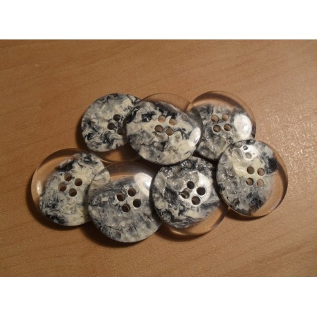 Gomb 2 cm fekete márványmintás