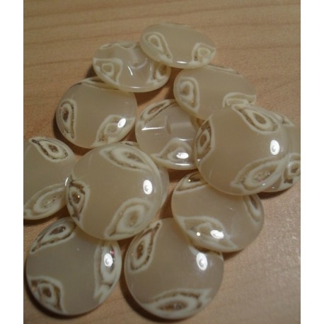 Gomb 2 cm ekrü mintás