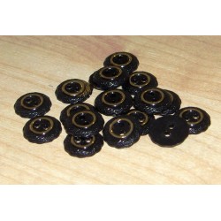 Gomb 1 cm fekete, arany széllel