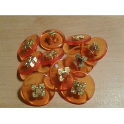 Gomb 1,8 cm barna, arany mintás