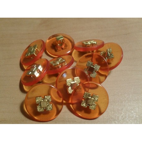 Gomb 1,8 cm barna, arany mintás