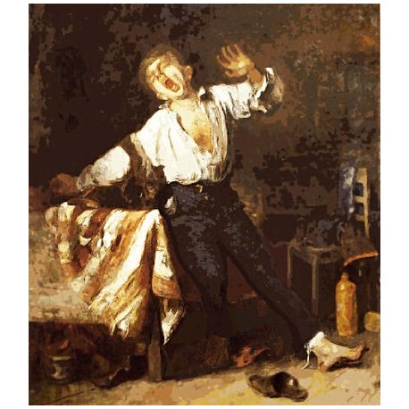 Gobelin 25x20 cm Sz:420 Ásító inas