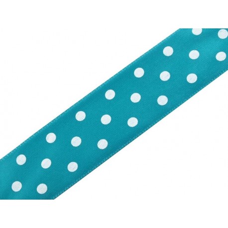 Szalag 2,5 cm pötyös türkizkék