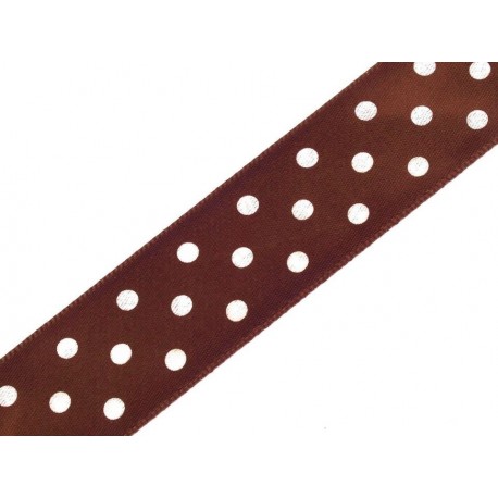Szalag 2,5 cm pötyös barna