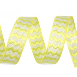 Díszszalag 1,5 cm sárga cikkcakkmintás