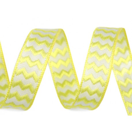 Díszszalag 1,5 cm sárga cikkcakkmintás