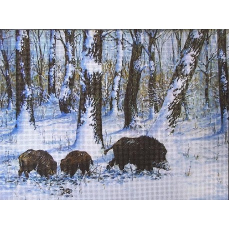 Gobelin 30x40 cm 081 Szarvas P. -Téli erdőn
