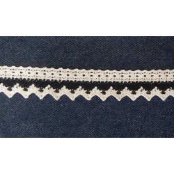 Pamutcsipke 2,2 cm fekete-fehér cikkcakkos szélcsipke