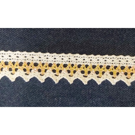 Pamutcsipke 2,4 narancs-fehér cikkcakkos szélcsipke