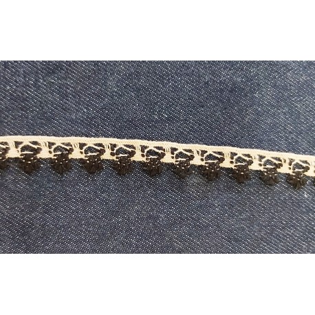 Pamutcsipke 1,4 cm barna-fekete pikós szélcsipke