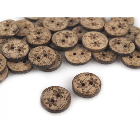 Gomb kókusz virágos 1,5 cm