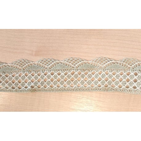 Pamutcsipke 4 cm zöld/krém hullámos szélcsipke