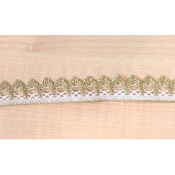 Pamutcsipke 1,8 cm fehér/arany cikkcakkos szélcsipke