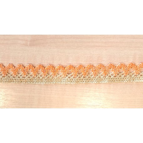 Pamutcsipke 2 cm bézs/narancs cikkcakkos szélcsipke