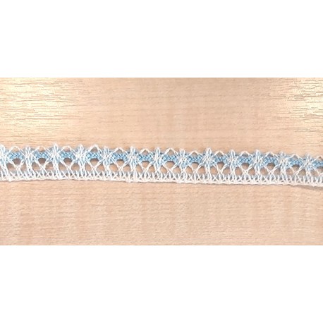 Pamutcsipke 1,4 cm kék/fehér mintás szélcsipke