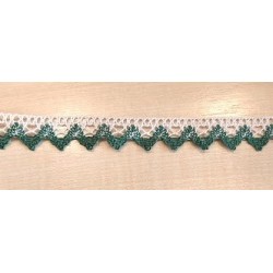 Pamutcsipke 2 cm zöld/fehér cikkcakkos szélcsipke