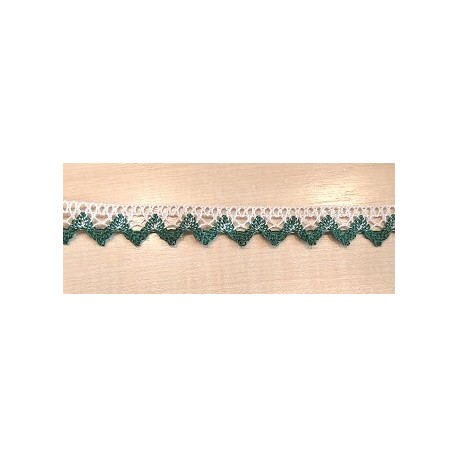 Pamutcsipke 2 cm zöld/fehér cikkcakkos szélcsipke