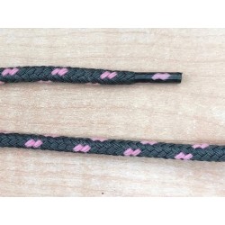 Cipőfűző vastag gömbölyű 120 cm szürke-rózsaszín mintás