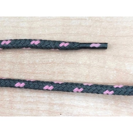 Cipőfűző vastag gömbölyű 120 cm szürke-rózsaszín mintás