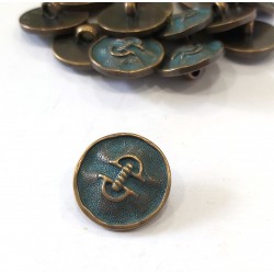 Gomb 2,1 cm antikbronz/zöld
