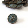 Gomb 2,1 cm antikbronz/zöld
