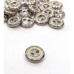 Gomb 1,3 cm ezüst/krém