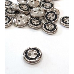 Gomb 1,3 cm ezüst/fekete