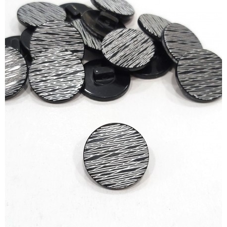 Díszgomb 2,1 cm fekete/ezüst mintás