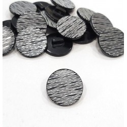 Díszgomb 3 cm fekete/ezüst mintás