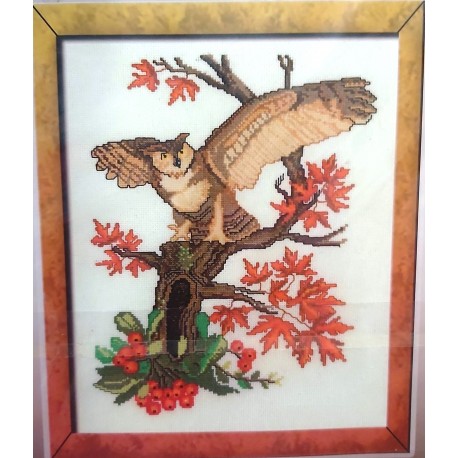 Keresztszemes 20x30 cm 19-682 Bagoly ősszel