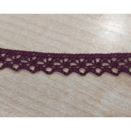 Pamutcsipke 1,3 cm bíbor hullámos szélcsipke