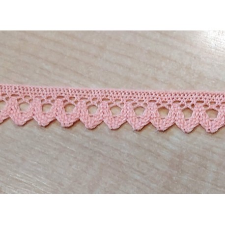 Pamutcsipke 2 cm barackrózsaszín cikkcakkos szélcsipke