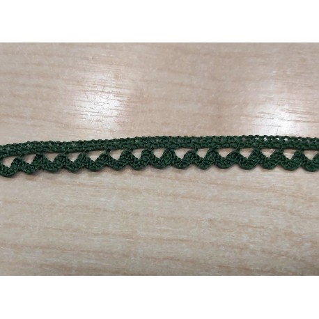Pamutcsipke 1 cm sötétzöld hullámos szélcsipke