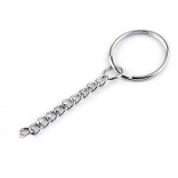 Kulcskarika lánccal 2,5 cm ezüst