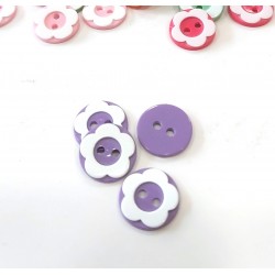 Gomb 1,3 cm virág lila