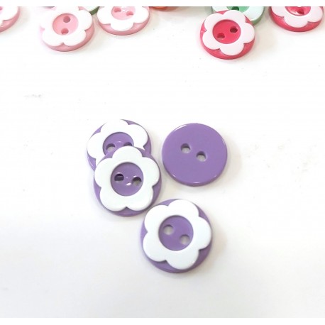 Gomb 1,3 cm virág lila