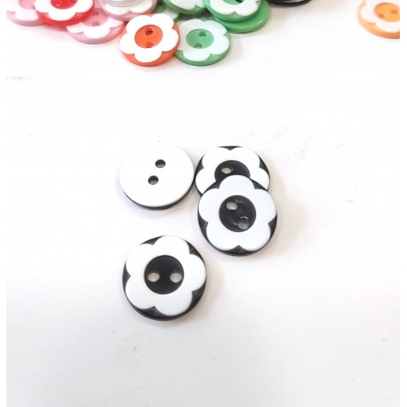 Gomb 1,3 cm virág fekete