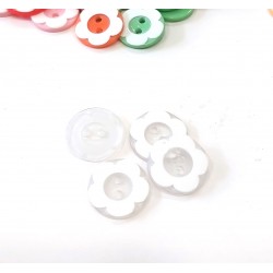 Gomb 1,3 cm virág átlátszó