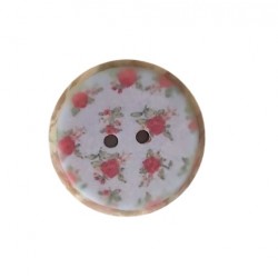 Dekorgomb 2,5 cm bézs/kék rózsás