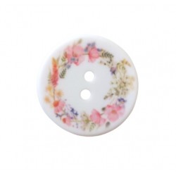 Dekorgomb 3 cm fehér vadvirág koszorús