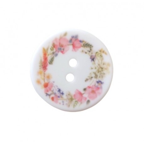 Dekorgomb 3 cm fehér vadvirág koszorús