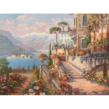 Gobelin 40x30 cm 4007 Látkép virágokkal