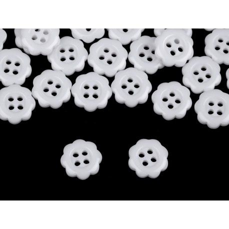 Gomb 1,3 cm fehér virág