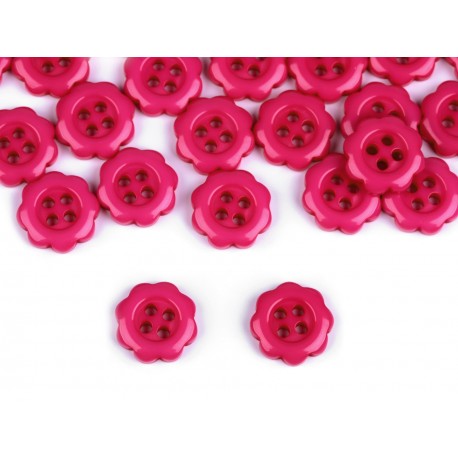 Gomb 1,3 cm pink virág