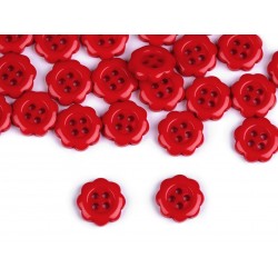 Gomb 1,3 cm piros virág