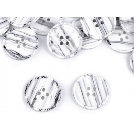 Dekorgomb 2,5 cm márványos fehér