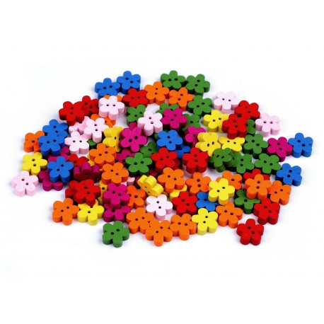 Fa gomb 1 cm virág vegyes színekben