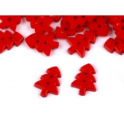 Gomb 1,3x1,7 cm piros fenyőfa